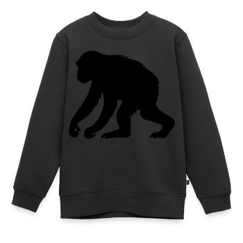 singe - Sweat Premium enfant bio - noir - Devant - AI Model Kid Female (0cm)