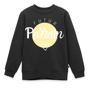 Futur parrain - Sweat Premium enfant bio - noir - Devant - AI Model Kid Female (0cm)