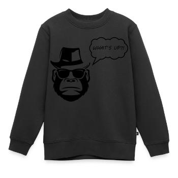 Gorille Quoi de neuf - Sweat Premium enfant bio - noir - Devant - AI Model Kid Female (0cm)