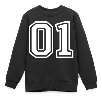 01 eins nummer - Kinder Premium Organic Sweatshirt - Schwarz - Vorne - AI Model Kid Female (0cm)