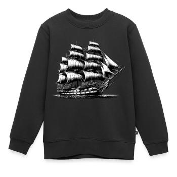 Vieux voilier - Sweat Premium enfant bio - noir - Devant - AI Model Kid Female (0cm)