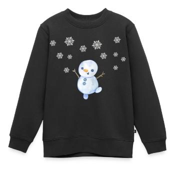 Bonhomme de neige avec des flocons de neige - Sweat Premium enfant bio - noir - Devant - AI Model Kid Female (0cm)