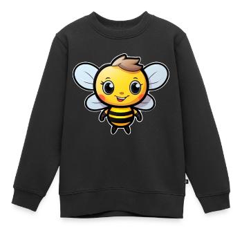 Bienchen fröhlich - Kinder Premium Organic Sweatshirt - Schwarz - Vorne - AI Model Kid Female (0cm)