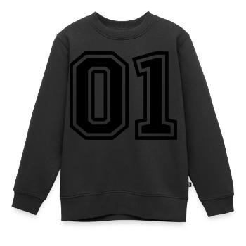 01 eins nummer - Kinder Premium Organic Sweatshirt - Schwarz - Vorne - AI Model Kid Female (0cm)