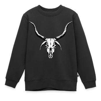 Geheimnisvoller Rinderschädel - Kinder Premium Organic Sweatshirt - Schwarz - Vorne - AI Model Kid Female (0cm)