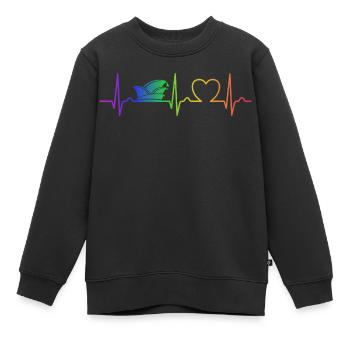Courbe de coeur - Casquette de fou - Arc-en-ciel - Carnaval - Sweat Premium enfant bio - noir - Devant - AI Model Kid Female (0cm)