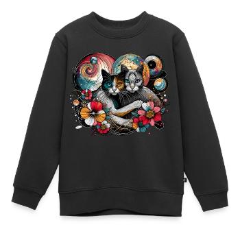 Kosmisches Katzengeflüster - Kinder Premium Organic Sweatshirt - Schwarz - Vorne - AI Model Kid Female (0cm)