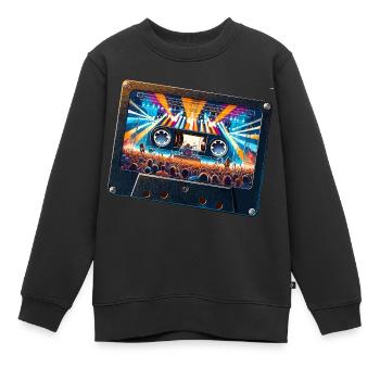 Cassette vintage avec représentation de concert - Sweat Premium enfant bio - noir - Devant - AI Model Kid Female (0cm)