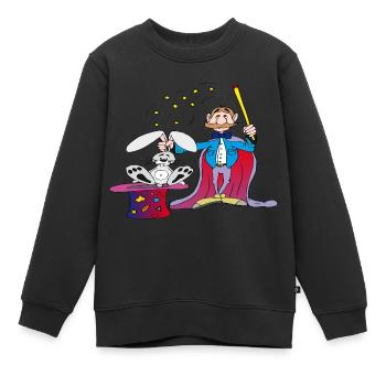 Le magicien sort le lapin du chapeau - Sweat Premium enfant bio - noir - Devant - AI Model Kid Female (0cm)