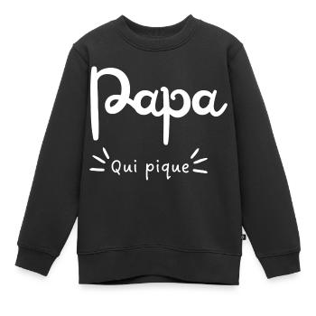 Papa qui pique - Sweat Premium enfant bio - noir - Devant - AI Model Kid Female (0cm)