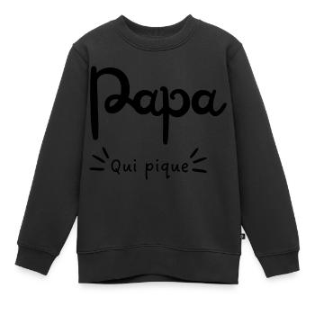 Papa qui pique - Sweat Premium enfant bio - noir - Devant - AI Model Kid Female (0cm)