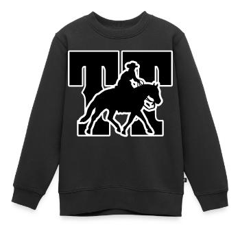 Turniertussi Design mit Westernpferd und Reiter - Kinder Premium Organic Sweatshirt - Schwarz - Vorne - AI Model Kid Female (0cm)
