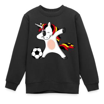 Fußball Einhorn Deutschland Belgien EM WM - Kinder Premium Organic Sweatshirt - Schwarz - Vorne - AI Model Kid Female (0cm)