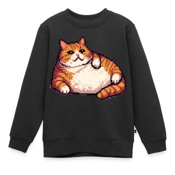 Fette Ingwerkatze Pixelkunst - Kinder Premium Organic Sweatshirt - Schwarz - Vorne - AI Model Kid Female (0cm)