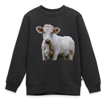 Luusige vache tête de vache fermier cadeau - Sweat Premium enfant bio - noir - Devant - AI Model Kid Female (0cm)