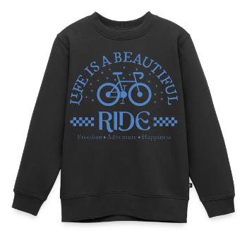 Visuel Vintage Vélo, Cadeau fan de Cyclisme - Sweat Premium enfant bio - noir - Devant - AI Model Kid Female (0cm)