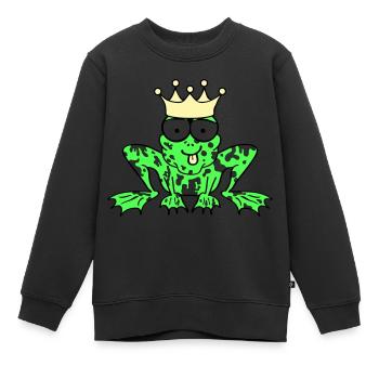 Prince Charmant Grenouille Roi - Sweat Premium enfant bio - noir - Devant - AI Model Kid Female (0cm)