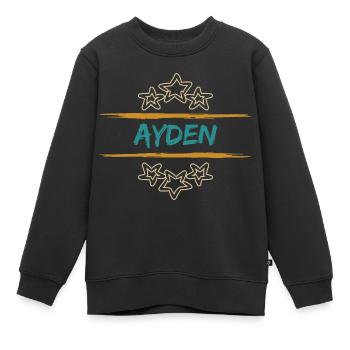 Geschenk für Ayden - Kinder Premium Organic Sweatshirt - Schwarz - Vorne - AI Model Kid Female (0cm)