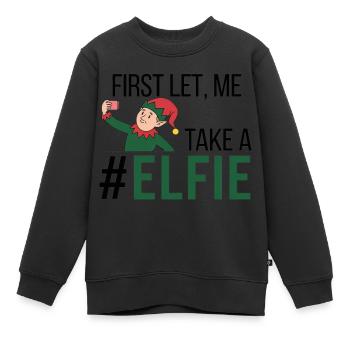 TAKE A #ELFIE - Kinder Premium Organic Sweatshirt - Schwarz - Vorne - AI Model Kid Female (0cm)
