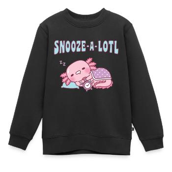 Mignon Dormir Axolotl Snooze A Lotl Jeu de mots drôle - Sweat Premium enfant bio - noir - Devant - AI Model Kid Female (0cm)