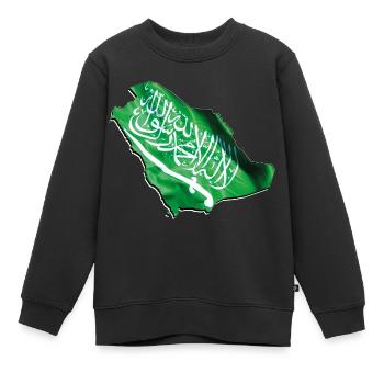 Saudi-Arabien Flagge in Saudi-Arabien Landkarte - Kinder Premium Organic Sweatshirt - Schwarz - Vorne - AI Model Kid Female (0cm)