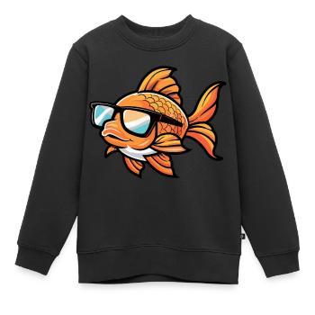 Poisson rouge - Sweat Premium enfant bio - noir - Devant - AI Model Kid Female (0cm)