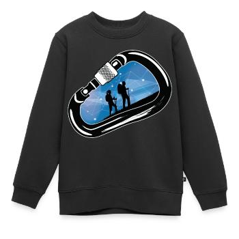 Escalade de mousqueton - Sweat Premium enfant bio - noir - Devant - AI Model Kid Female (0cm)