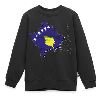 Drapeau du Kosovo sur la carte du Kosovo XK - Sweat Premium enfant bio - noir - Devant - AI Model Kid Female (0cm)
