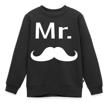 Mister Moustache Gentleman Hipster - Sweat Premium enfant bio - noir - Devant - AI Model Kid Female (0cm)