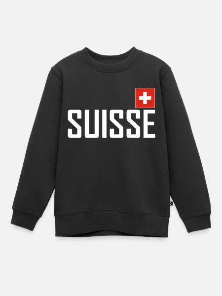 Switzerland - Flag - Schwiiz - Suisse - Switzerland - Kids Premium Organic Sweatshirt - black