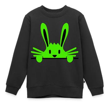 Hase versteckt sich schüchtern hinter Mauer Zaun - Kinder Premium Organic Sweatshirt - Schwarz - Vorne - AI Model Kid Female (0cm)