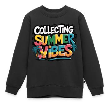 Collectionner les vibrations ensoleillées et agréables - Sweat Premium enfant bio - noir - Devant - AI Model Kid Female (0cm)