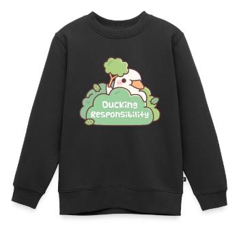 Niedliche Ente In Büschen Duckt Verantwortung Lustig - Kinder Premium Organic Sweatshirt - Schwarz - Vorne - AI Model Kid Female (0cm)