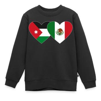 Jordanien Mexiko Flagge Herz - Kinder Premium Organic Sweatshirt - Schwarz - Vorne - AI Model Kid Female (0cm)