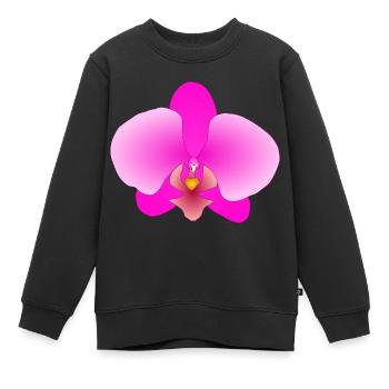 orchidée rose - Sweat Premium enfant bio - noir - Devant - AI Model Kid Female (0cm)