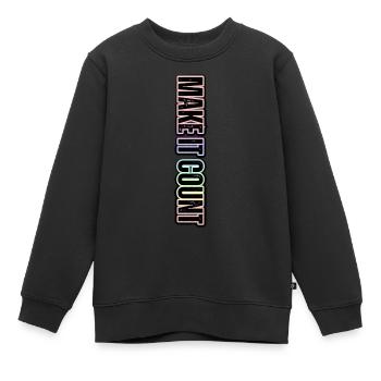 Chaque instant compte – inscription au pastel - Sweat Premium enfant bio - noir - Devant - AI Model Kid Female (0cm)