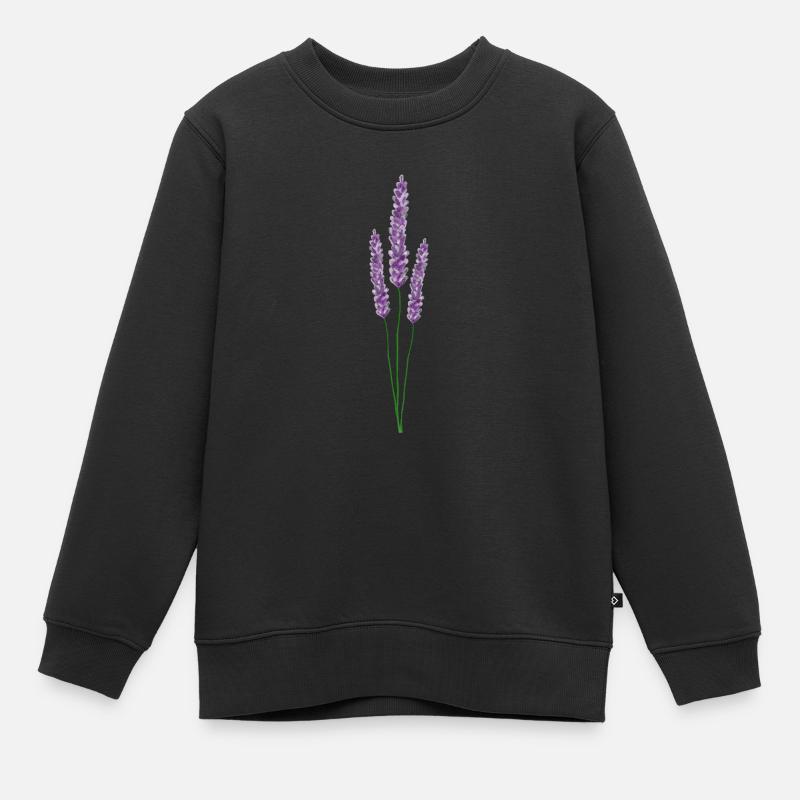 Branche de Lavande Provence Nature Violet - Sweat Premium enfant bio - noir