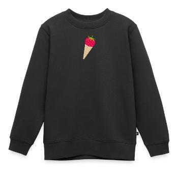 fraise crème glacée fraise temps sucré fruits délicieux fruits - Sweat Premium enfant bio - noir - Devant - AI Model Kid Female (0cm)
