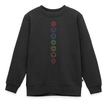 Chakras - Sweat Premium enfant bio - noir - Devant - AI Model Kid Female (0cm)