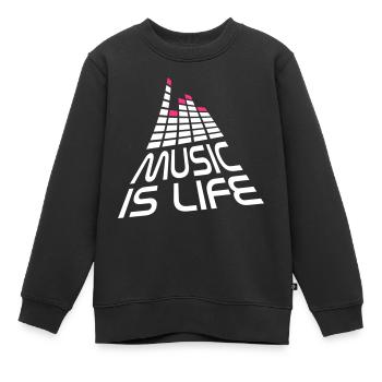 music is life 3d I EN - Kids Premium Organic Sweatshirt - black - Front - AI Model Kid Female (0cm)