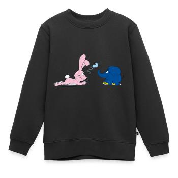 Elefant und Hase mit Schmetterling - Kinder Premium Organic Sweatshirt - Schwarz - Vorne - AI Model Kid Female (0cm)