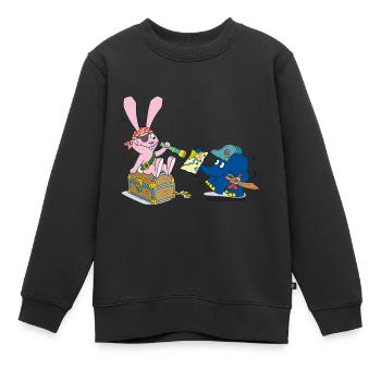 Elefant und Hase als Pirat - Kinder Premium Organic Sweatshirt - Schwarz - Vorne - AI Model Kid Female (0cm)