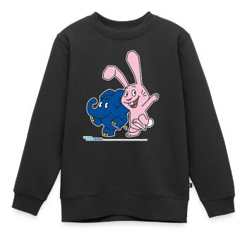 Elefant und Hase hüpfen - Kinder Premium Organic Sweatshirt - Schwarz - Vorne - AI Model Kid Female (0cm)