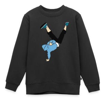 Danseur de break dance - Sweat Premium enfant bio - noir - Devant - AI Model Kid Female (0cm)