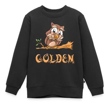 Chouette d'or - Sweat Premium enfant bio - noir - Devant - AI Model Kid Female (0cm)