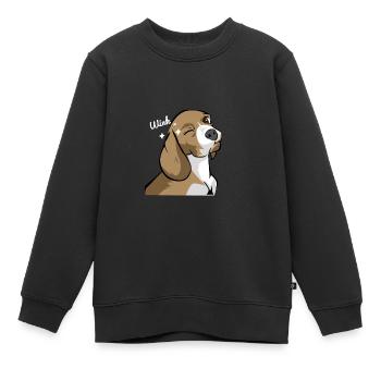 Beagle Dackel Zwinkern Geschenkidee - Kinder Premium Organic Sweatshirt - Schwarz - Vorne - AI Model Kid Female (0cm)