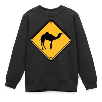 schild warnung gefahr achtung vorsicht hinweis kam - Kinder Premium Organic Sweatshirt - Schwarz - Vorne - AI Model Kid Female (0cm)