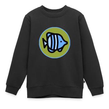 Poisson - poisson - poison - Sweat Premium enfant bio - noir - Devant - AI Model Kid Female (0cm)