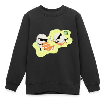 Sushi Lachs Reis Sonnenbaden Geschenkidee - Kinder Premium Organic Sweatshirt - Schwarz - Vorne - AI Model Kid Female (0cm)