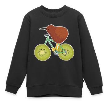 kiwi - Sweat Premium enfant bio - noir - Devant - AI Model Kid Female (0cm)